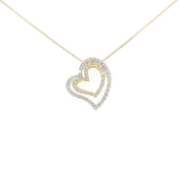 Au750 Two Tone Heart Diamond Necklace