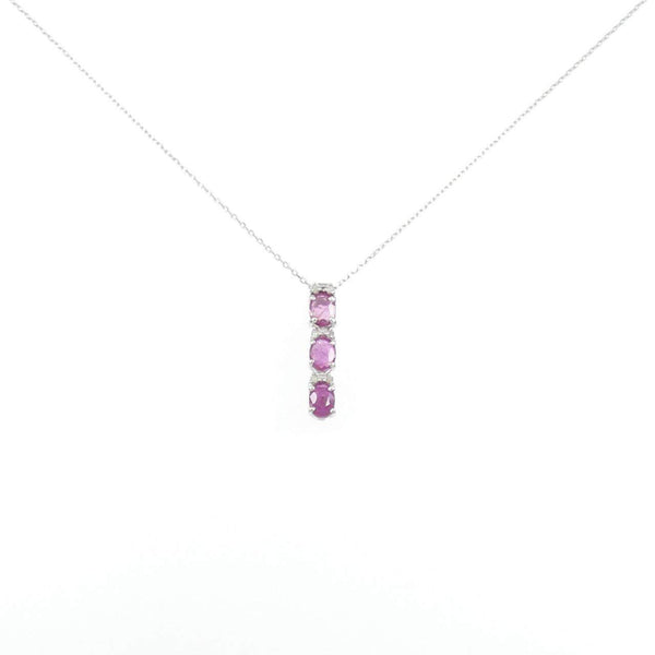 Au750 White Gold Ruby Diamond Necklace