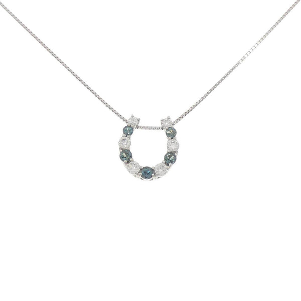 Platinum Horseshoe Alexandrite Diamond Necklace