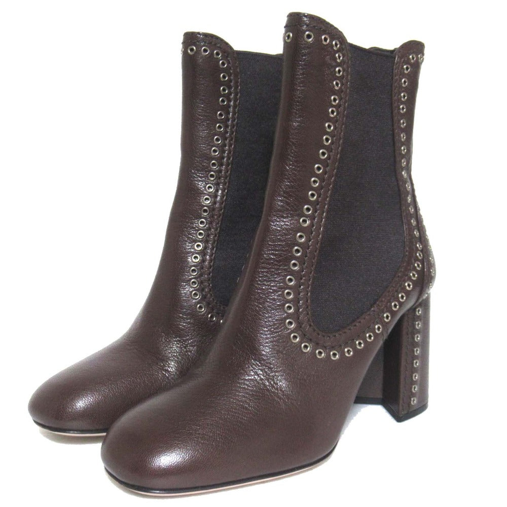 Miu Miu Punching Studs Leather Short Boots