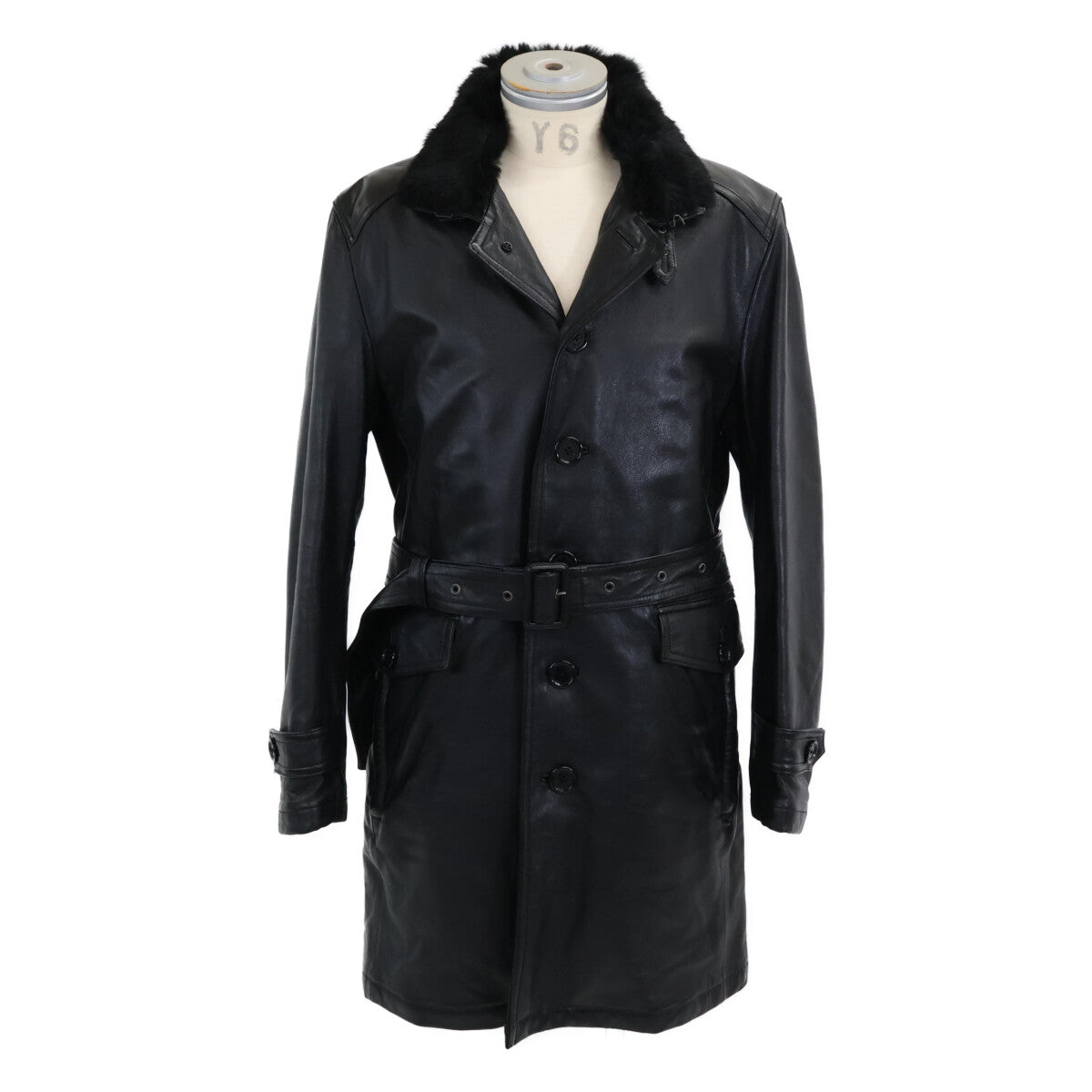 Burberry Black Label Lamb Leather Rabbit Fur Trench Coat