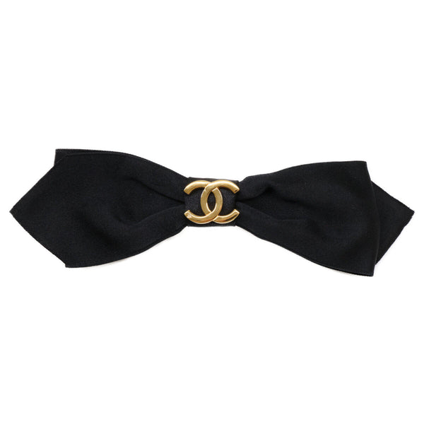 Chanel Coco Mark Ribbon Satin Barrette