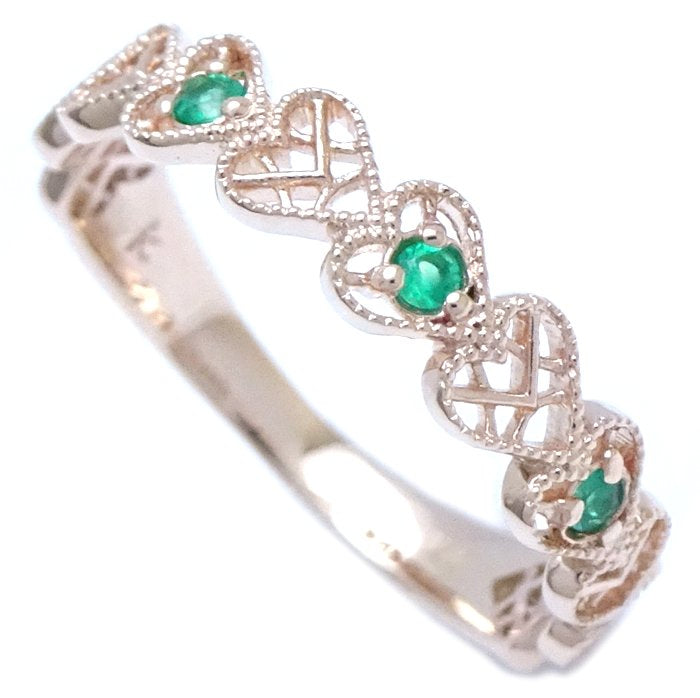 KUMIKYOKU Heart Ring Green Stone K10PG
