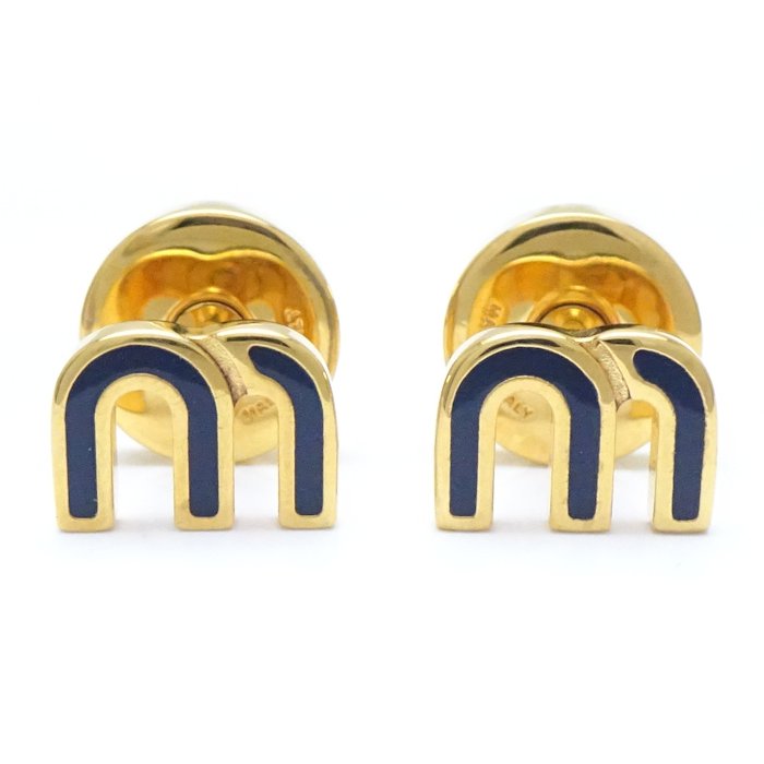Miu Miu Logo Earrings Gold Plated