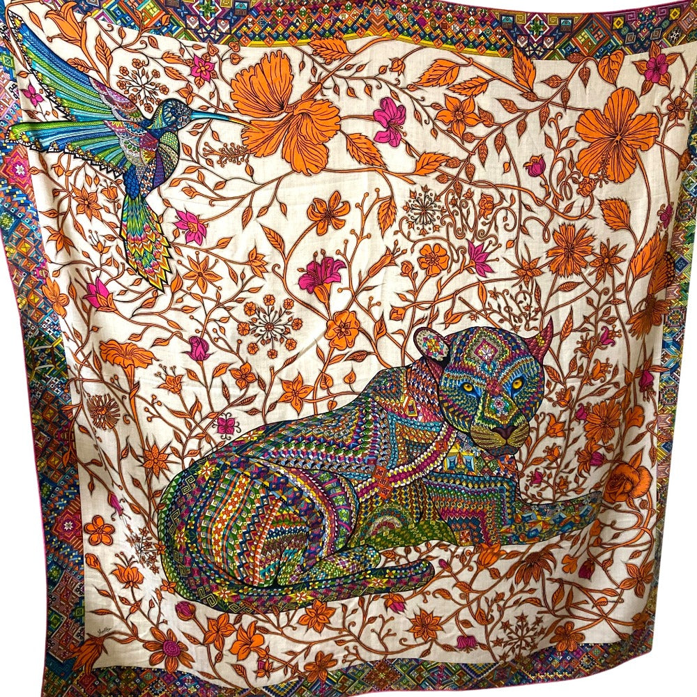 Hermès Le Jaguar et Le Colibri140 Giant Scarf