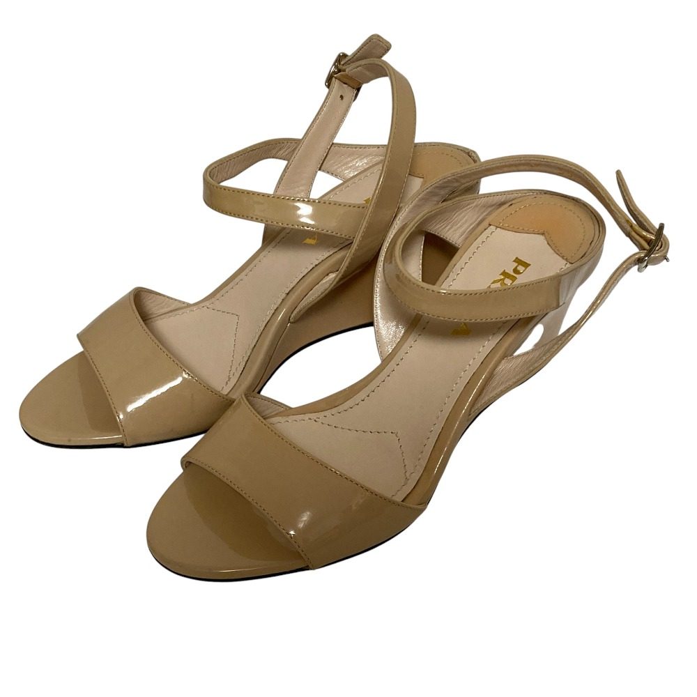 Prada Patent Wedge Sandals