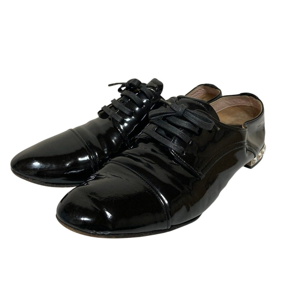 Miu Miu Crystal Heel Patent Leather Oxford Shoes