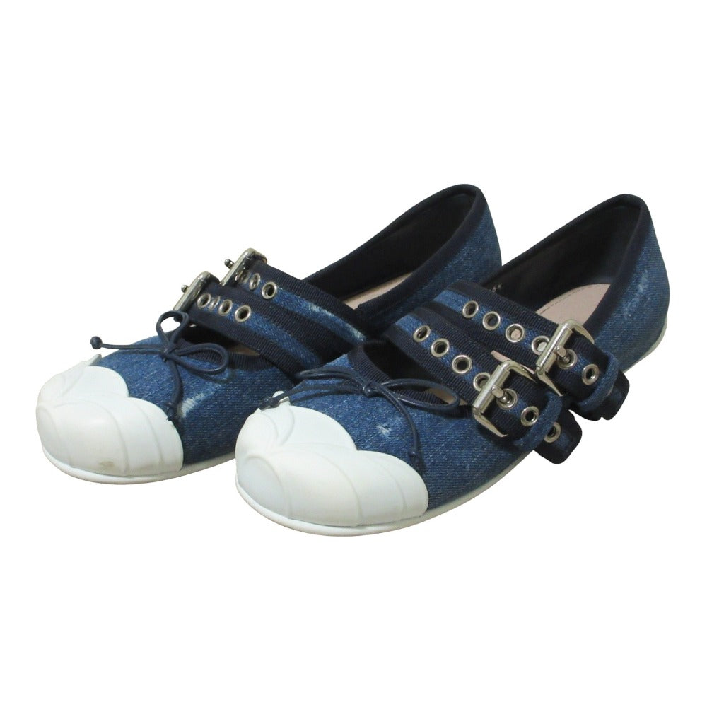Miu Miu Denim Ballet Mary Jane Flats