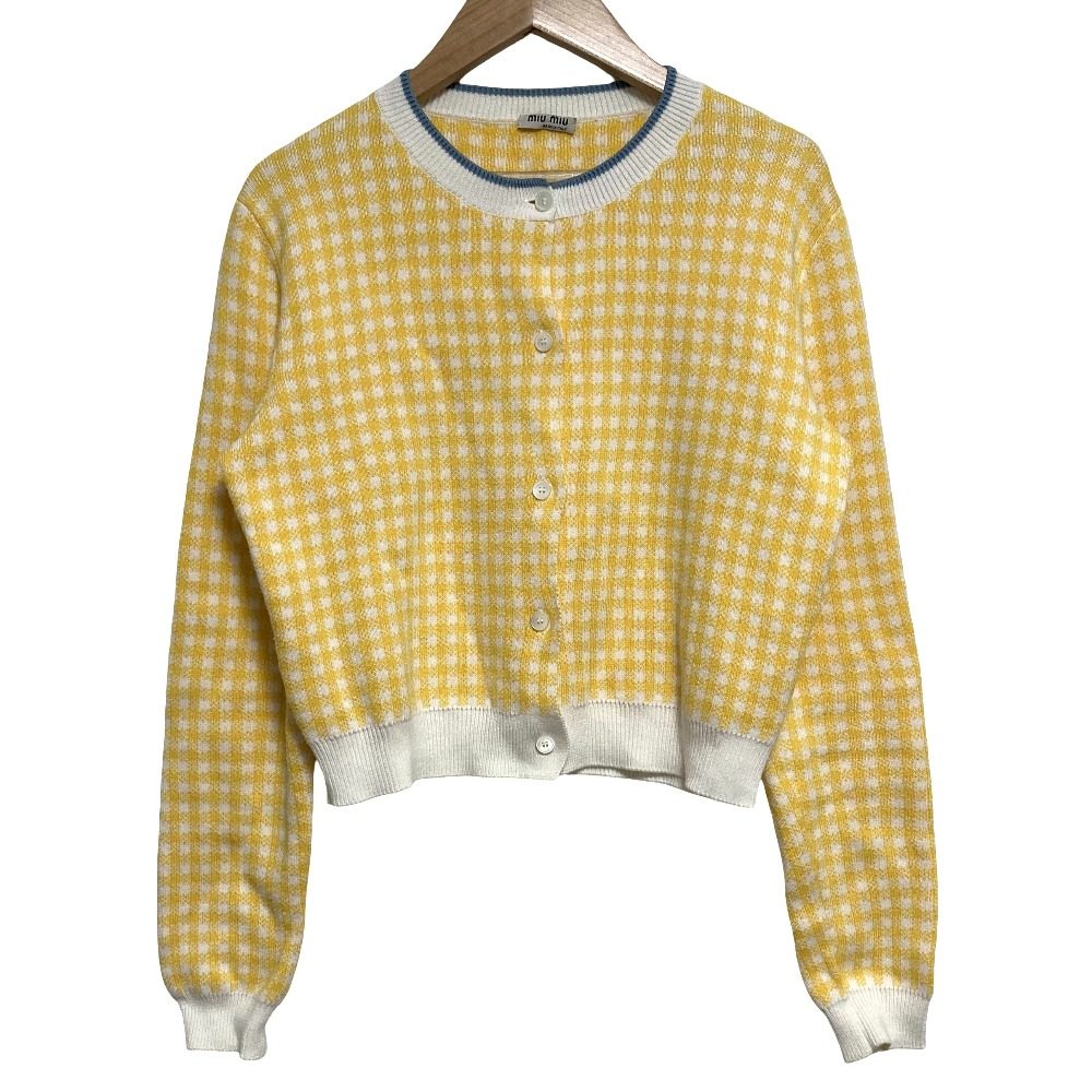 Miu Miu Gingham Cotton Cardigan