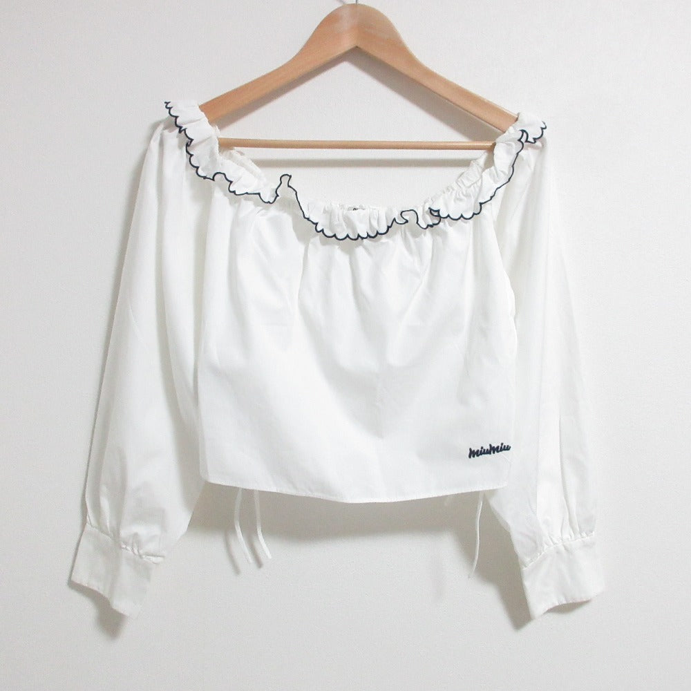 Miu Miu Off Shoulder Cropped Blouse