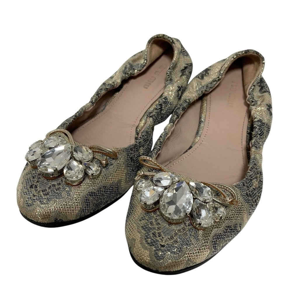 Miu Miu Flower Jacquard Bijou Ballet Flats