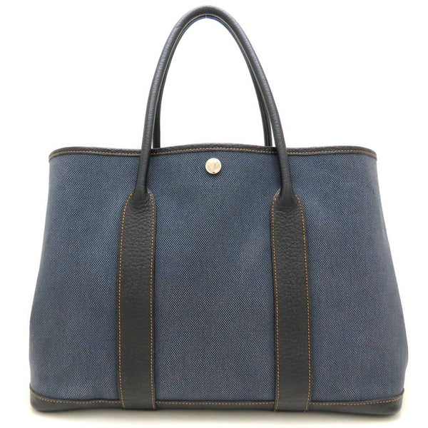 Hermes Garden Party PM Canvas Leather Tote Bag