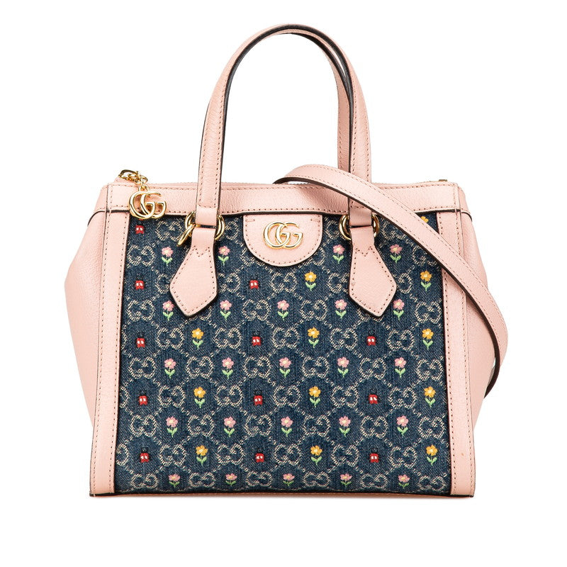 Gucci Ophidia Flower Embroidery Leather Denim 2way Bag Japan