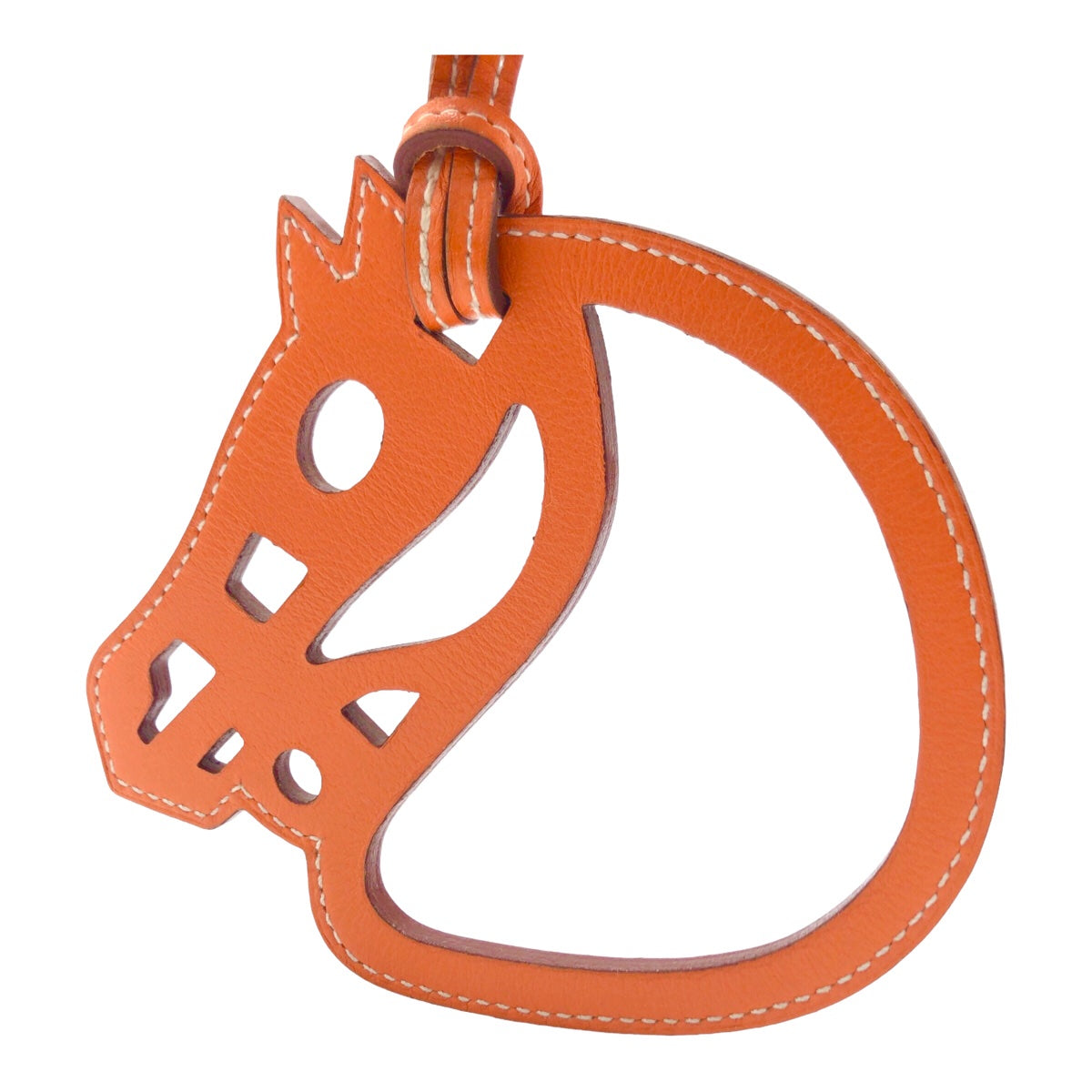 Hermes Paddock Cheval Bag Charm Keychain Orange 404617 in Very Good Condition