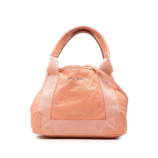 Balenciaga Navy Cabas Leather Canvas 2way bag