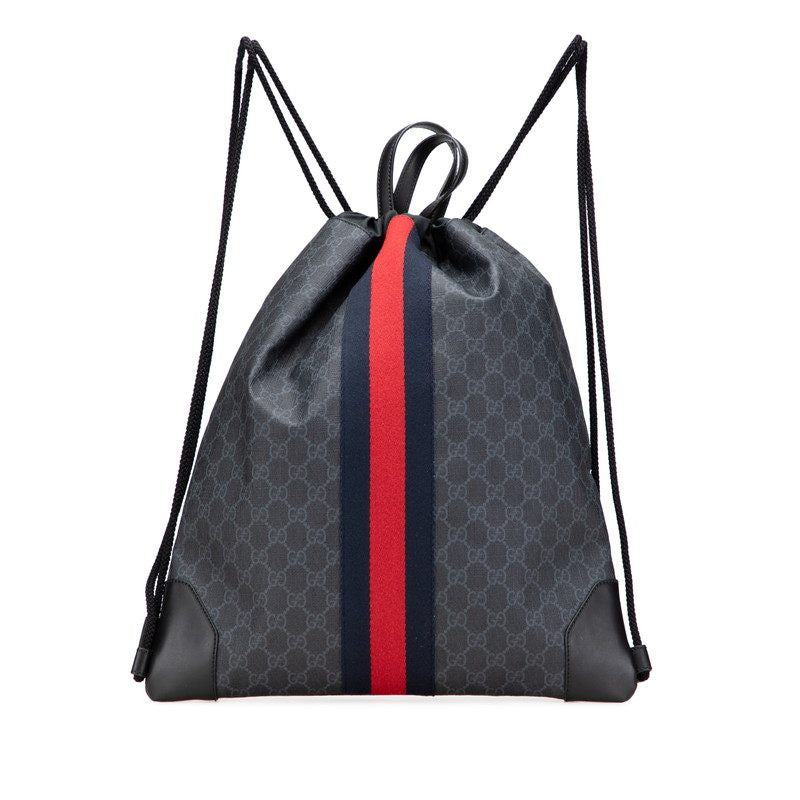 Gucci GG Supreme Shearling Drawstring Backpack