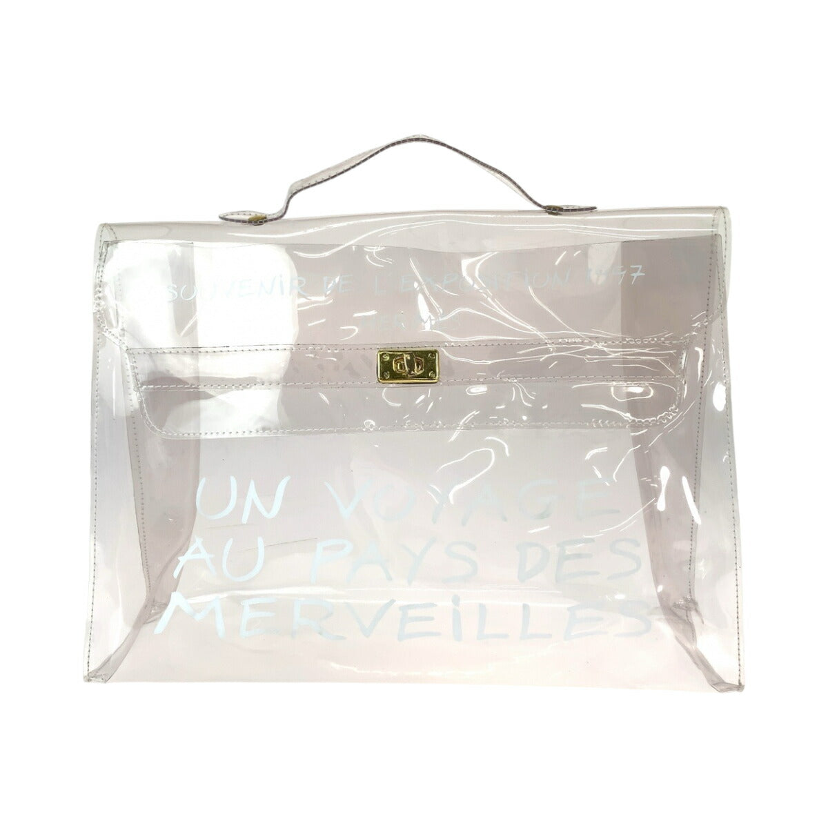 Hermes Vinyl Kelly Clear Handbag Gold Hardware