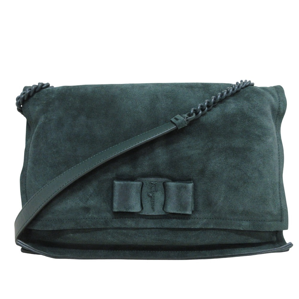 Salvatore Ferragamo VIVA BOW Suede Chain Shoulder Bag