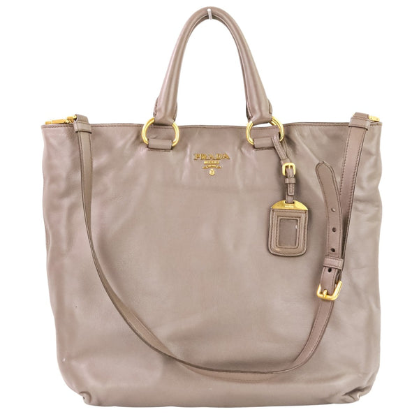 Prada Logo Hardware Leather 2way Tote Bag