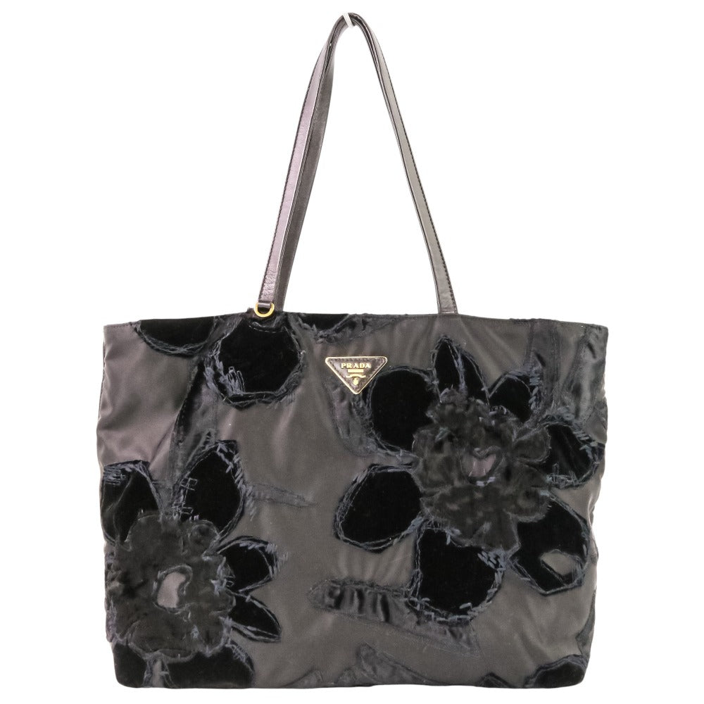 Prada Velvet Flower Nylon Tote Bag