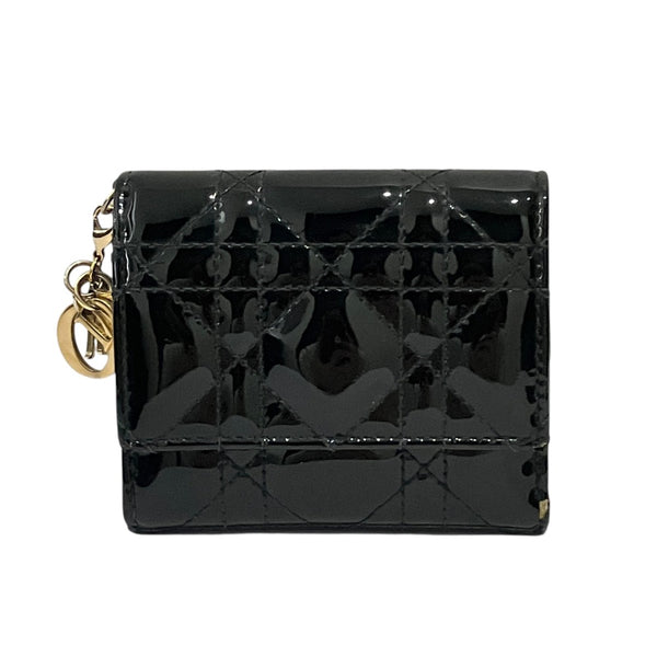 Christian Dior Lady Dior Patent Leather Trifold Wallet