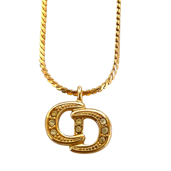 Christian Dior CD Logo Rhinestone Necklace