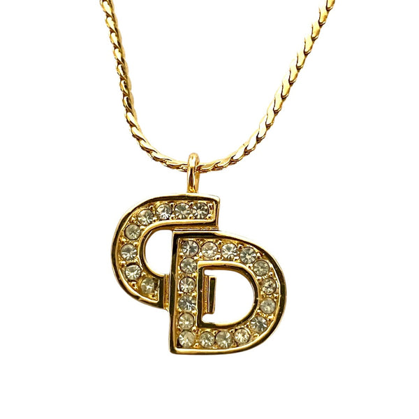 Christian Dior Logo Rhinestone Necklace