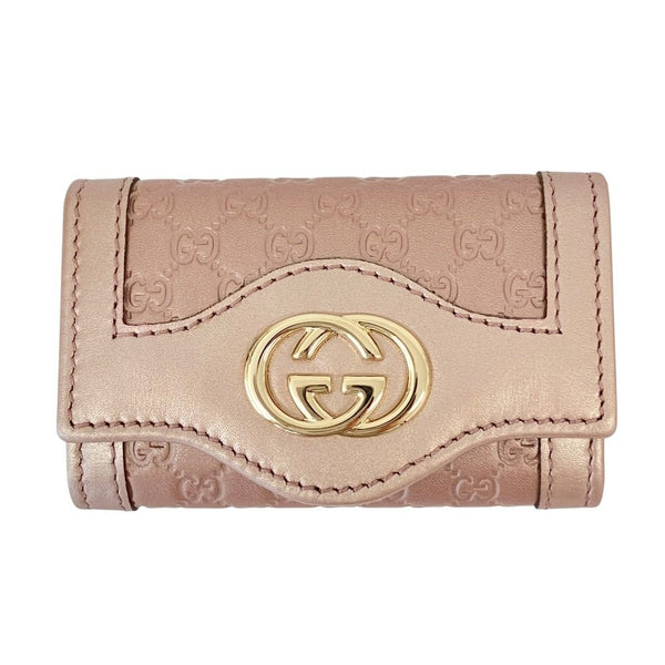 Gucci Interlocking G GG Shima Leather Key Case