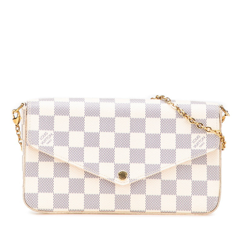 Louis Vuitton Pochette Félicie Damier Azur Chain Shoulder Bag
