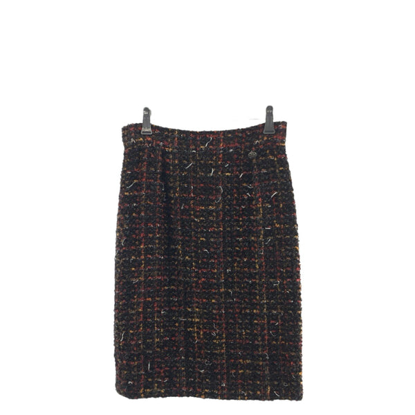 Chanel Coco Mark Silk Wool Skirt