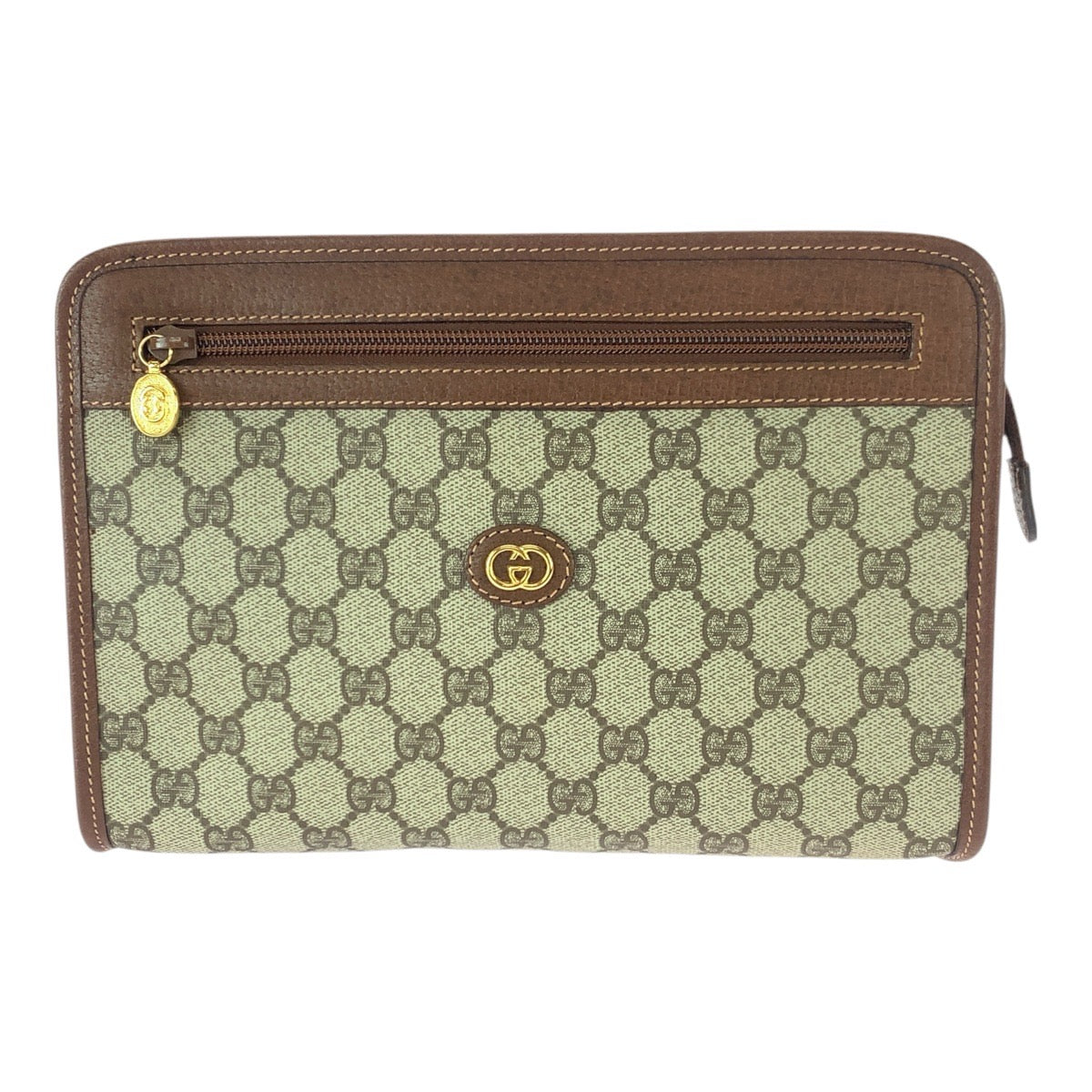 Gucci GG Supreme Canvas Leather Clutch Bag