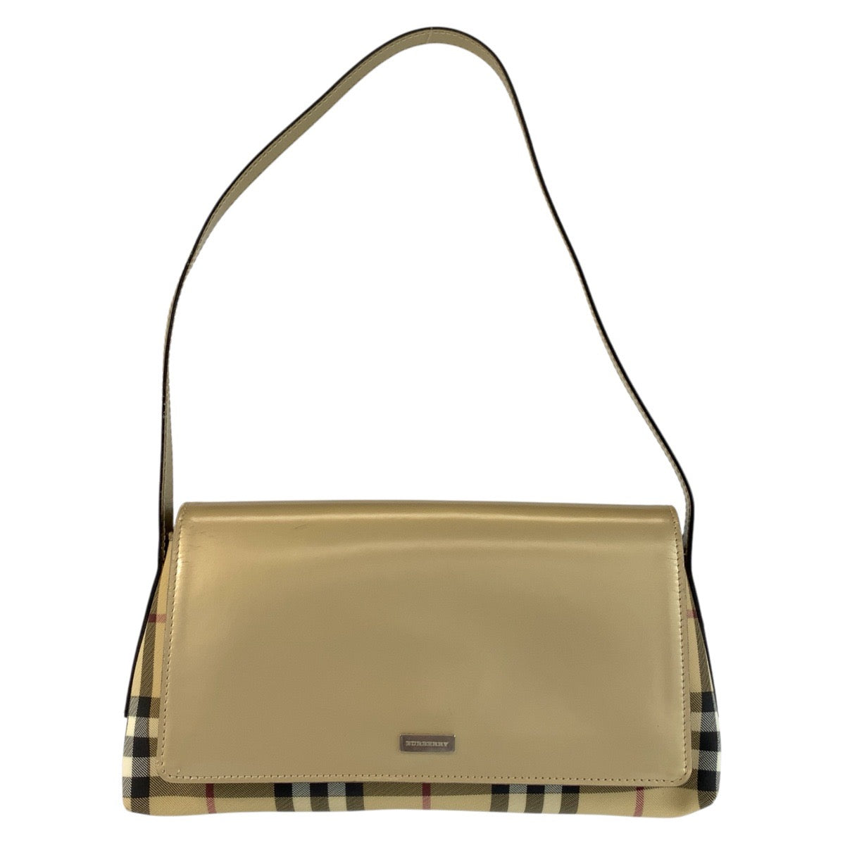 Burberry Check Canvas Leather Shoulder Bag