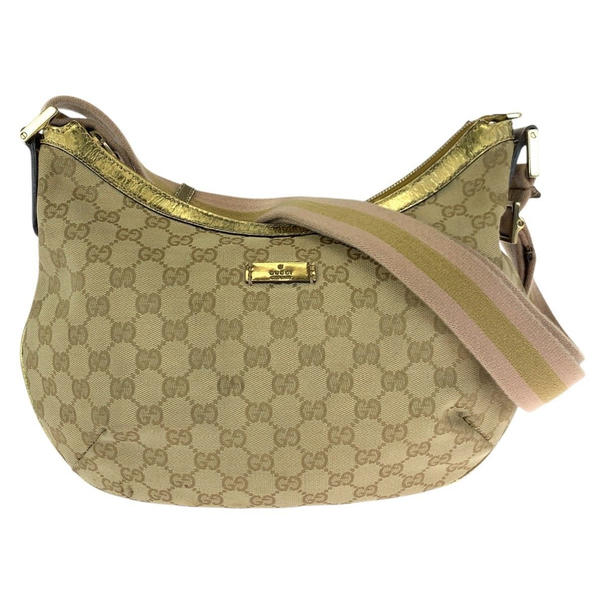Gucci GG Canvas Patent Leather Shoulder Bag