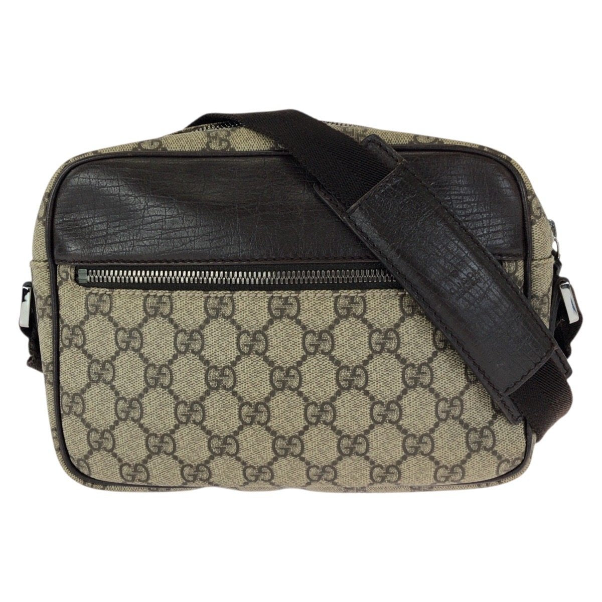 Gucci GG Supreme Canvas Leather Shoulder Bag