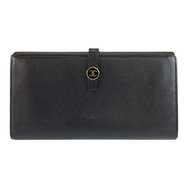 Chanel Coco Button Leather Long Wallet