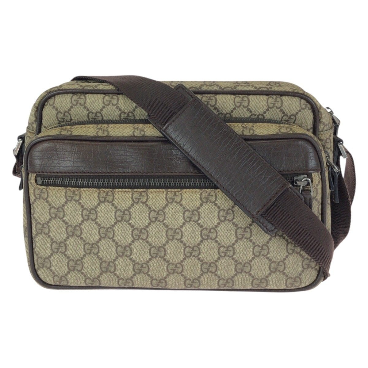 Gucci GG Supreme Canvas Leather Shoulder Bag