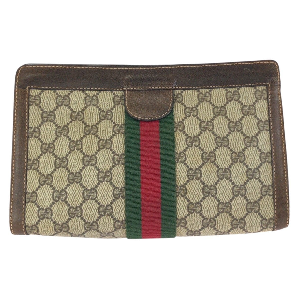 Gucci GG Supreme Canvas Leather Clutch Bag