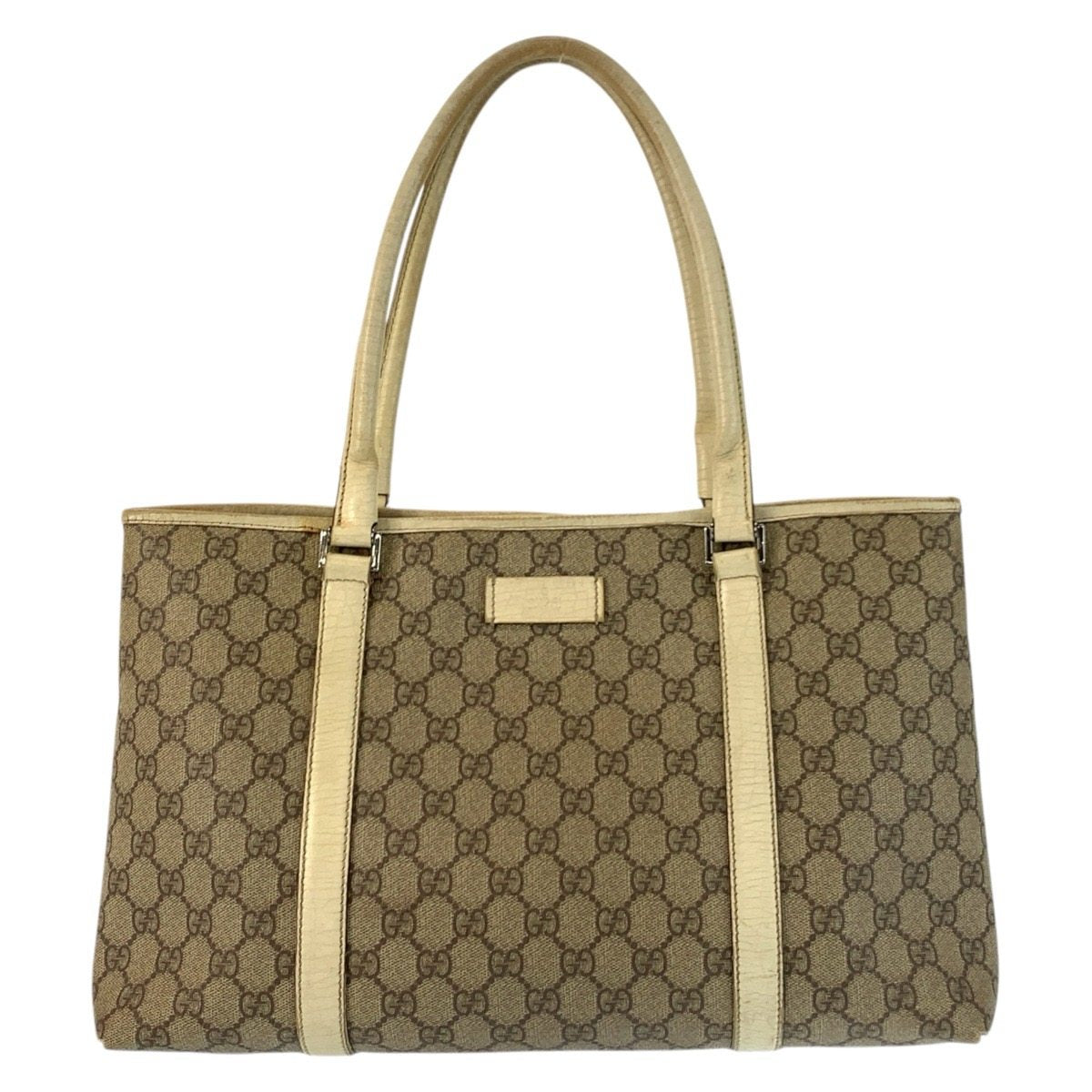 Gucci GG Supreme Canvas Leather Tote Bag