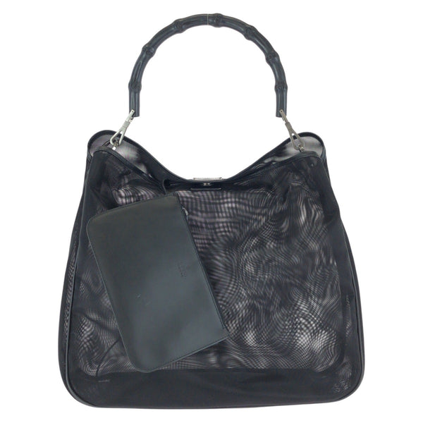 Gucci Bamboo Nylon Leather Tote Bag