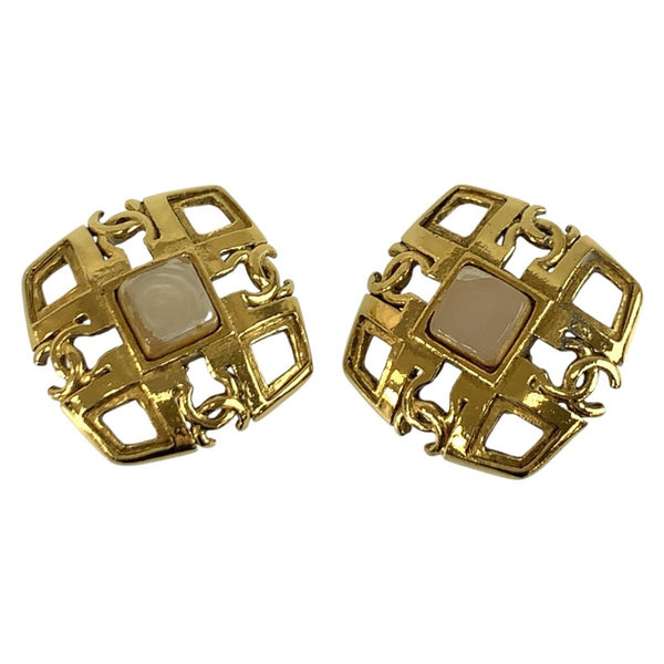 Chanel Coco Mark Pearl Clip On Earrings