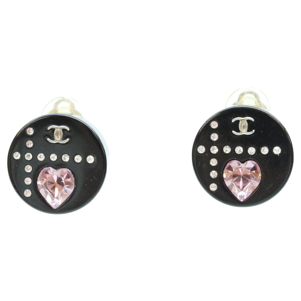 Chanel Coco Mark Heart Rhinestone Earrings