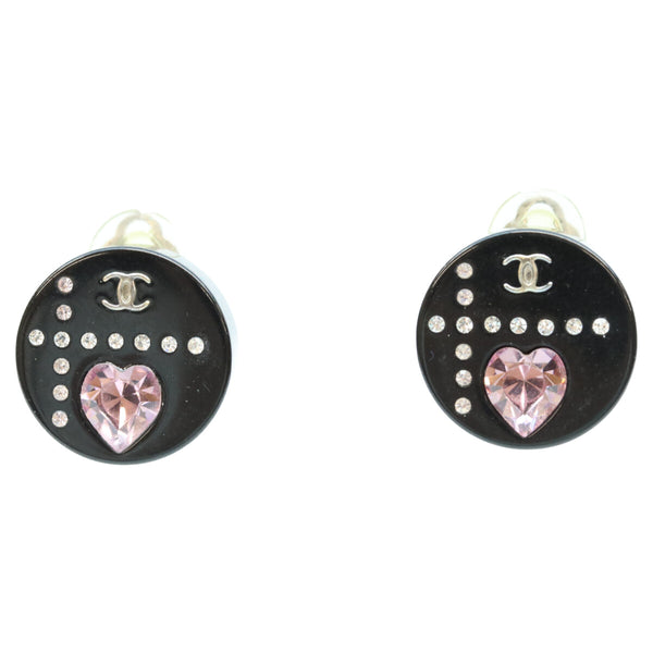Chanel Coco Mark Heart Rhinestone Earrings