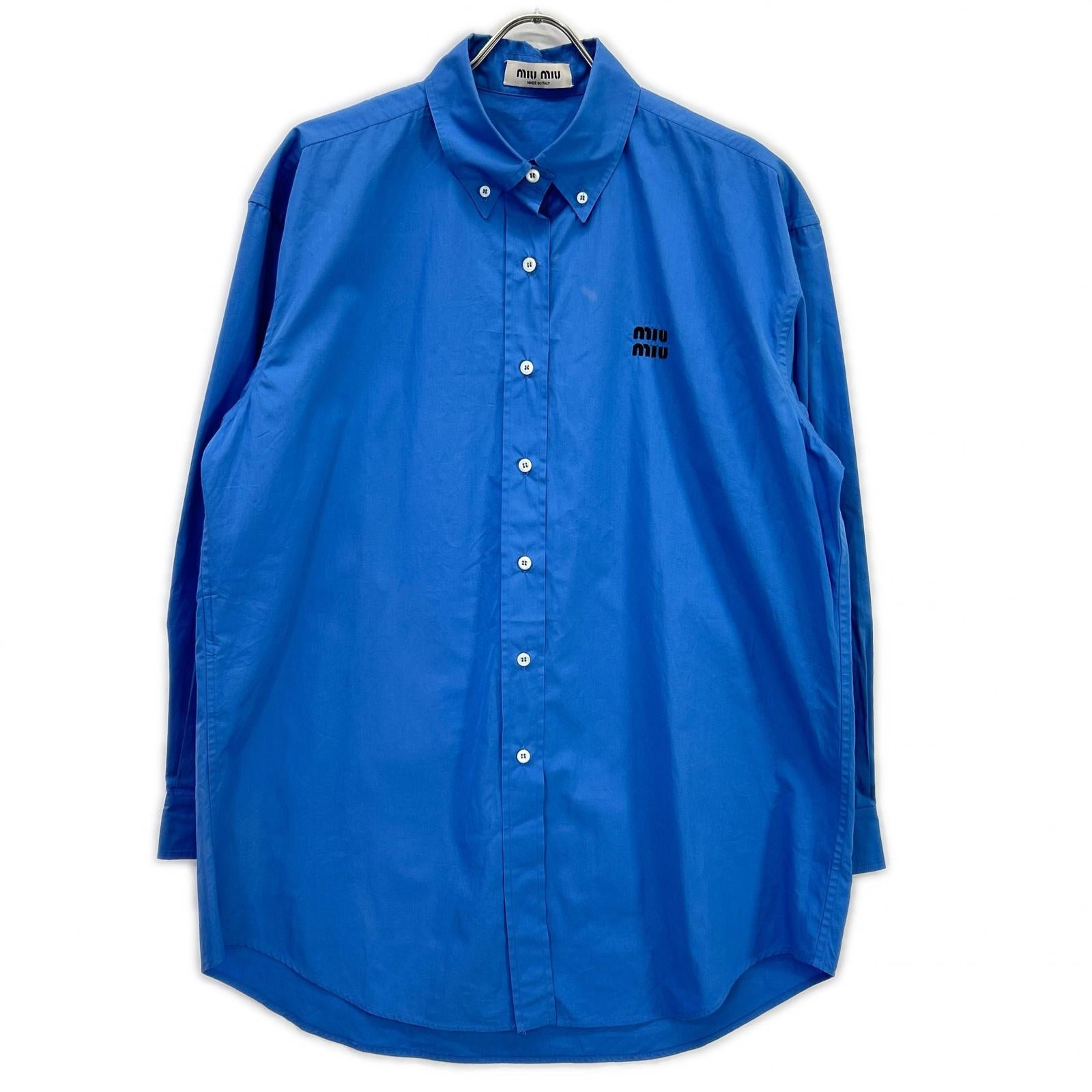 Miu Miu logo embroidery oversized poplin shirt