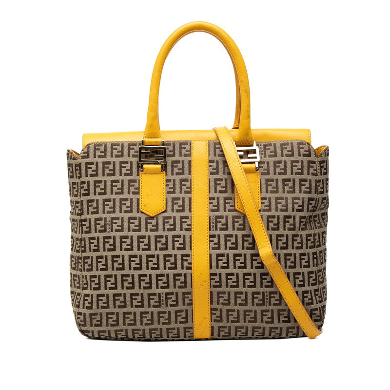 FENDI Zucchino Canvas Leather 2way Bag