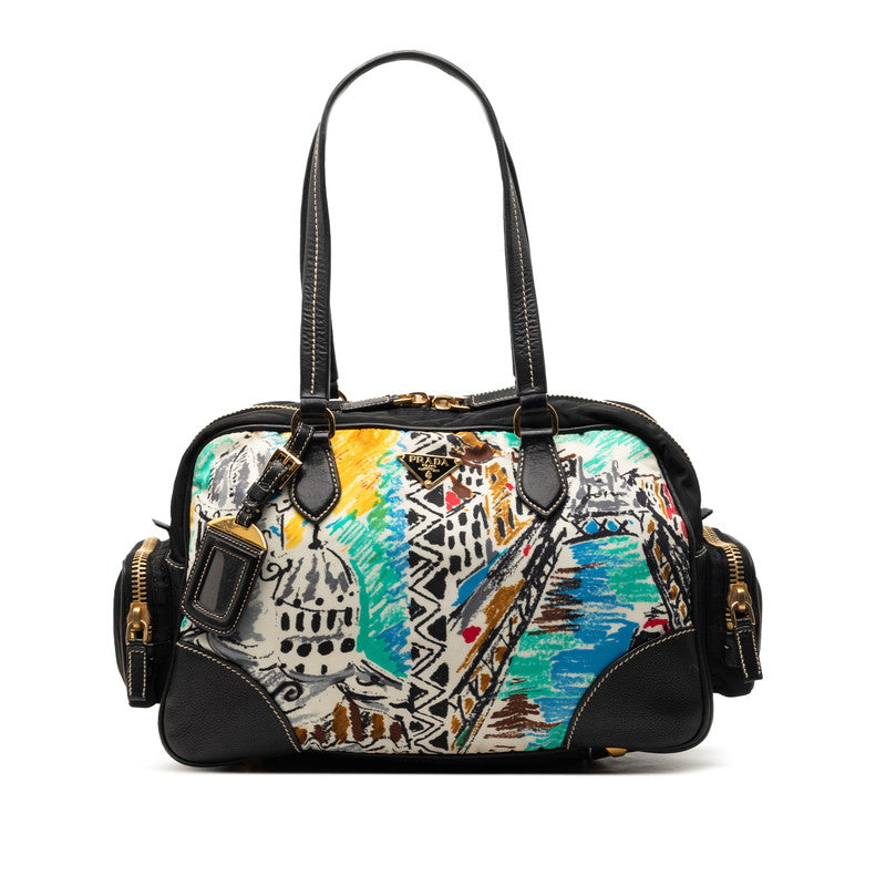 Prada Nylon Leather Handbag