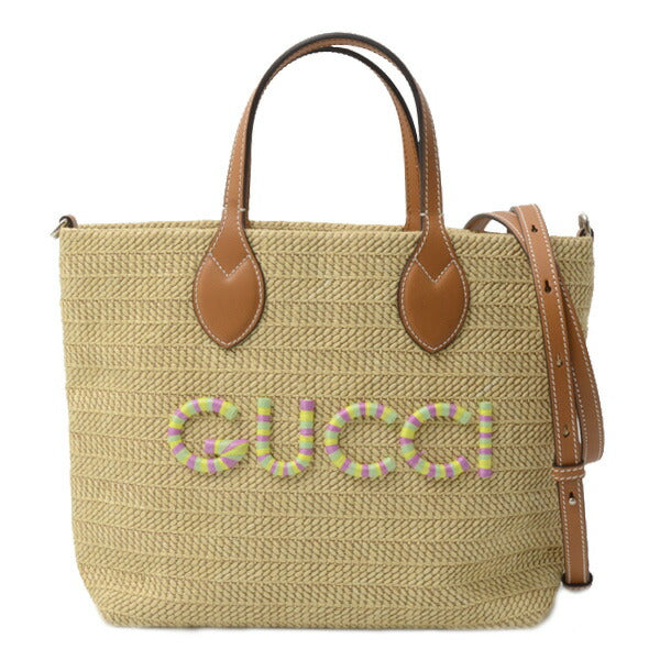 Gucci Patch Raffia 2way Tote Bag