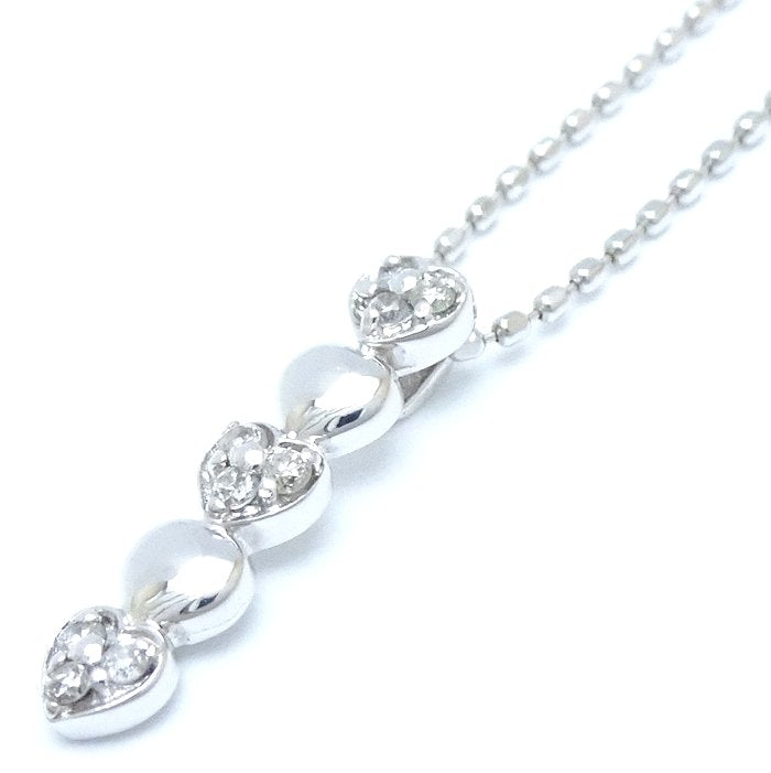 Heart Motif Diamond Necklace K10WG