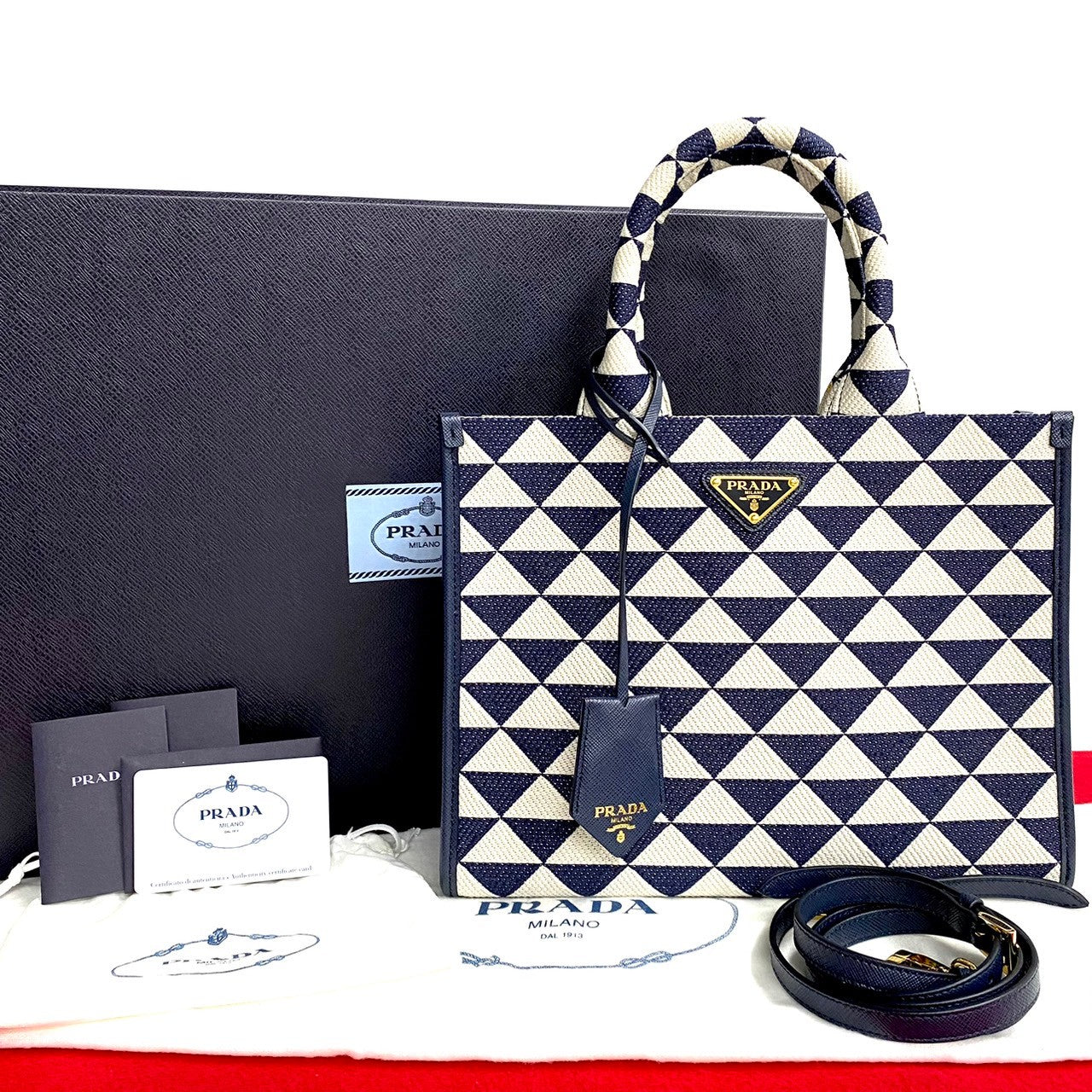 Prada Symbol Embroidery Fabric 2way Bag