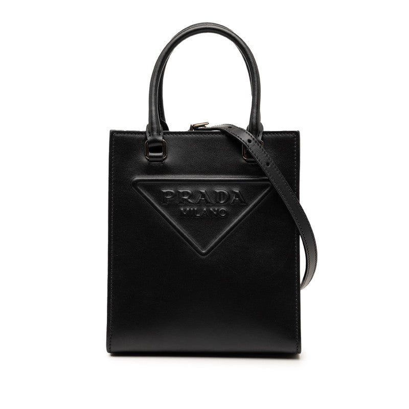 PRADA Triangle Logo Leather 2way Bag