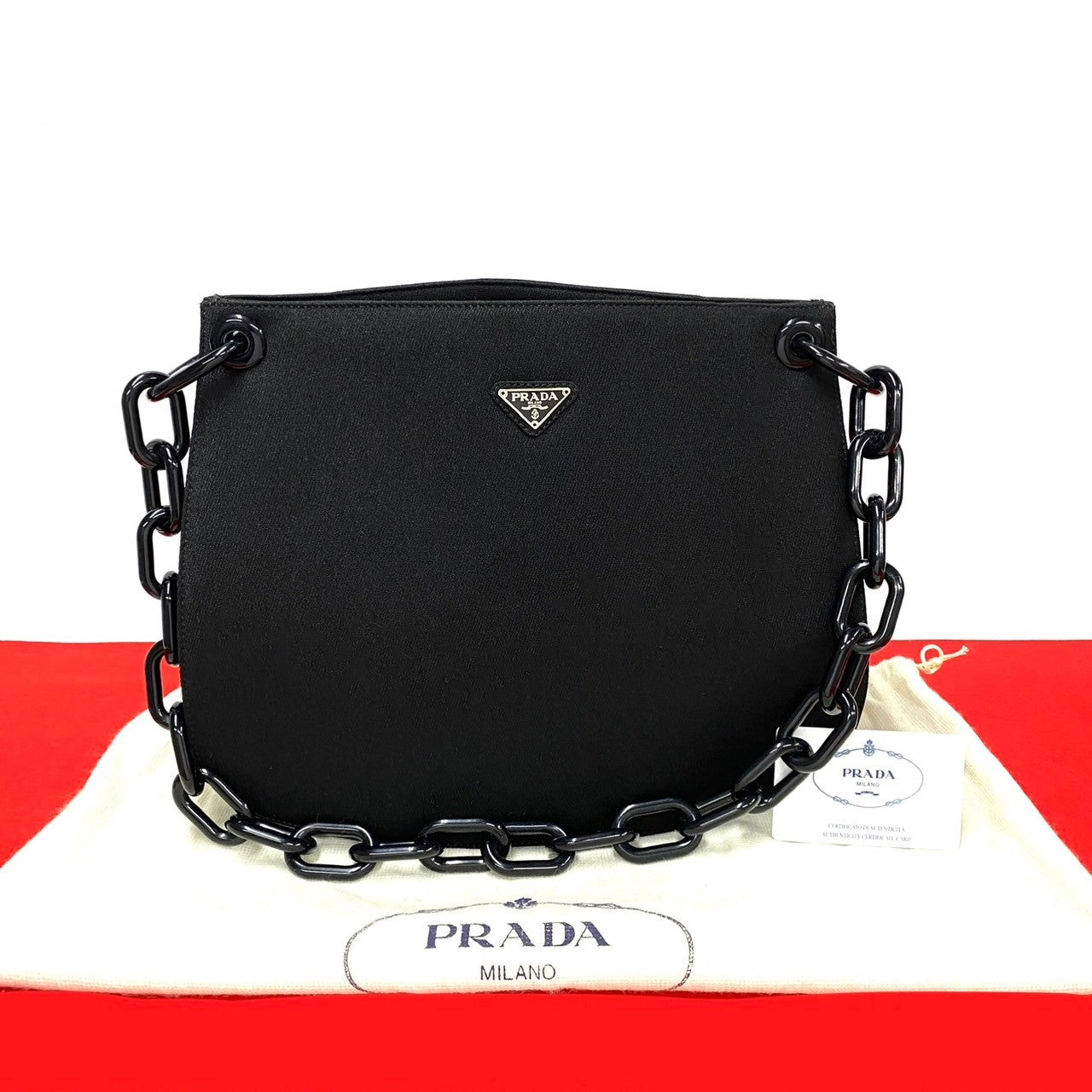 Prada Triangle Logo Canvas 2way Shoulder Bag